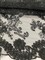 1 Yard Black Corded Mesh Embroidered Lace Fabric with Sequins Double Scallop Edge, 54” Wide